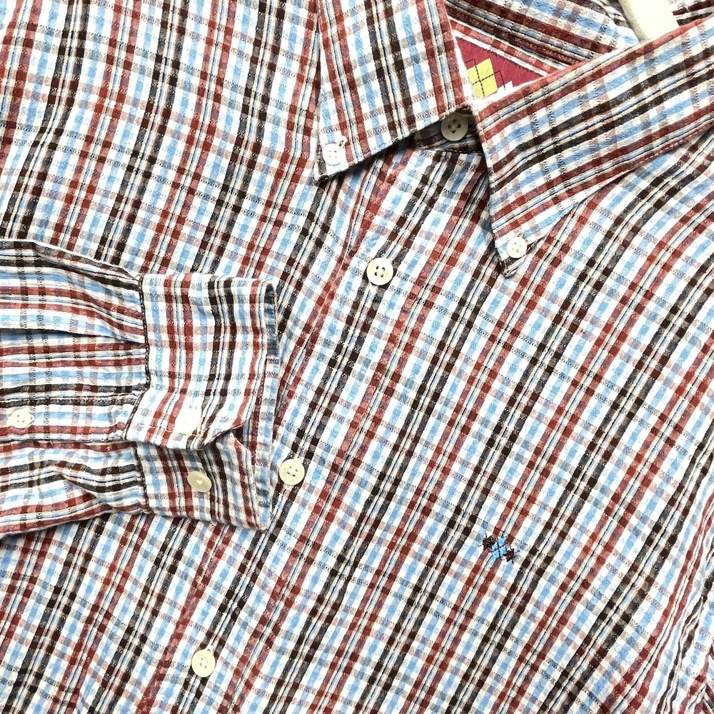 Russell Simmons XL Argyleculture Long Sleeve Button-Up Shirt Plaid Multicolor